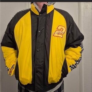 VTG Rusty Wallace #2 Men's Miller Genuine Draft Yellow Zip Racing Jacket